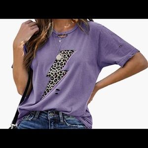 Womens Leopard Lightning Print T-ShirtShort Sleeve